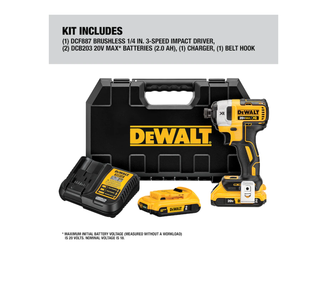 DEWALT DCF887D2 XR 20-volt Max Variable Speed Brushless Cordless Impact Driver (2-Batteries Included)