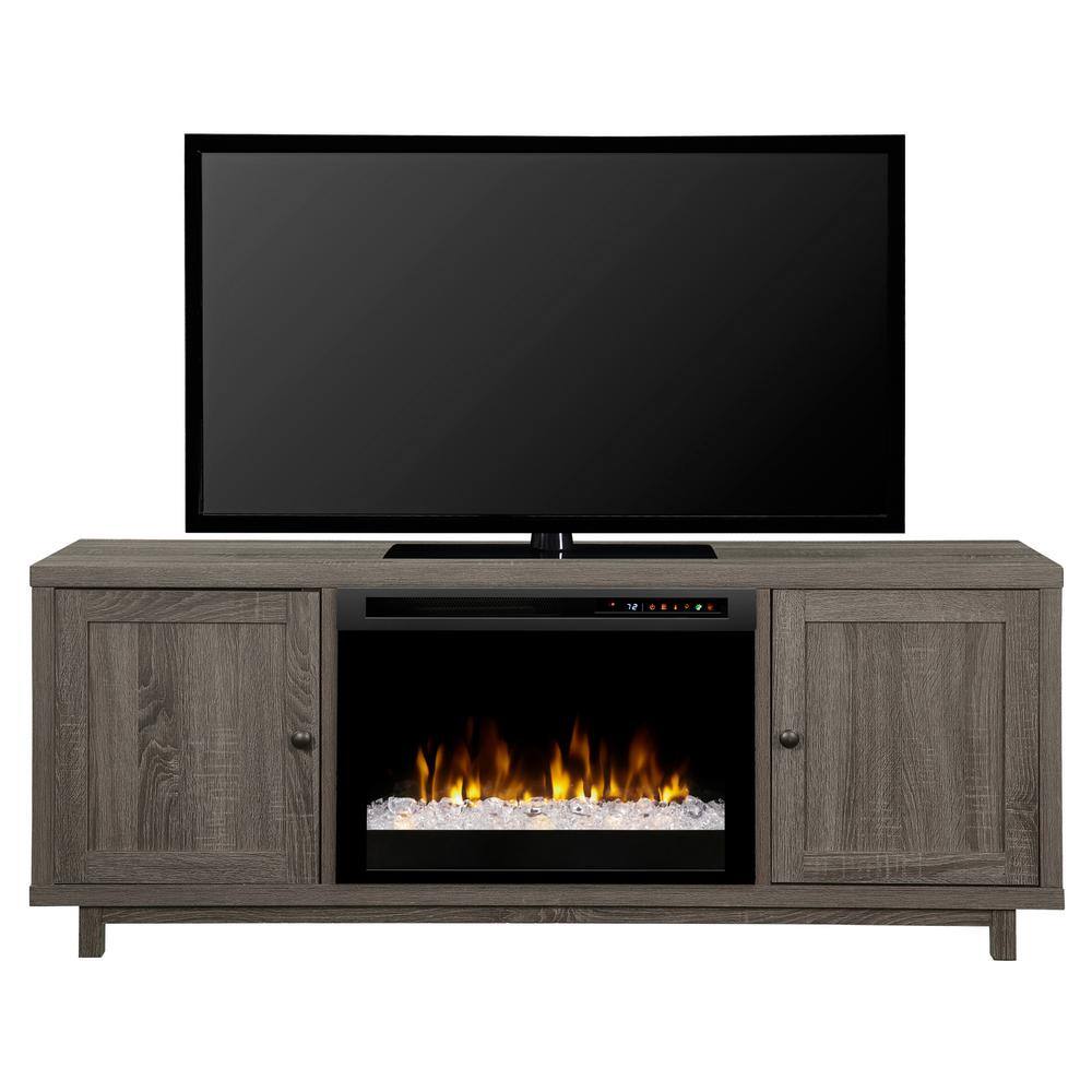 Dimplex Jesse 65 in. Electric Fireplace and Glass Ember Bed in Iron Mountain Grey with 26 in. Media Console GDS26G8-1908IM