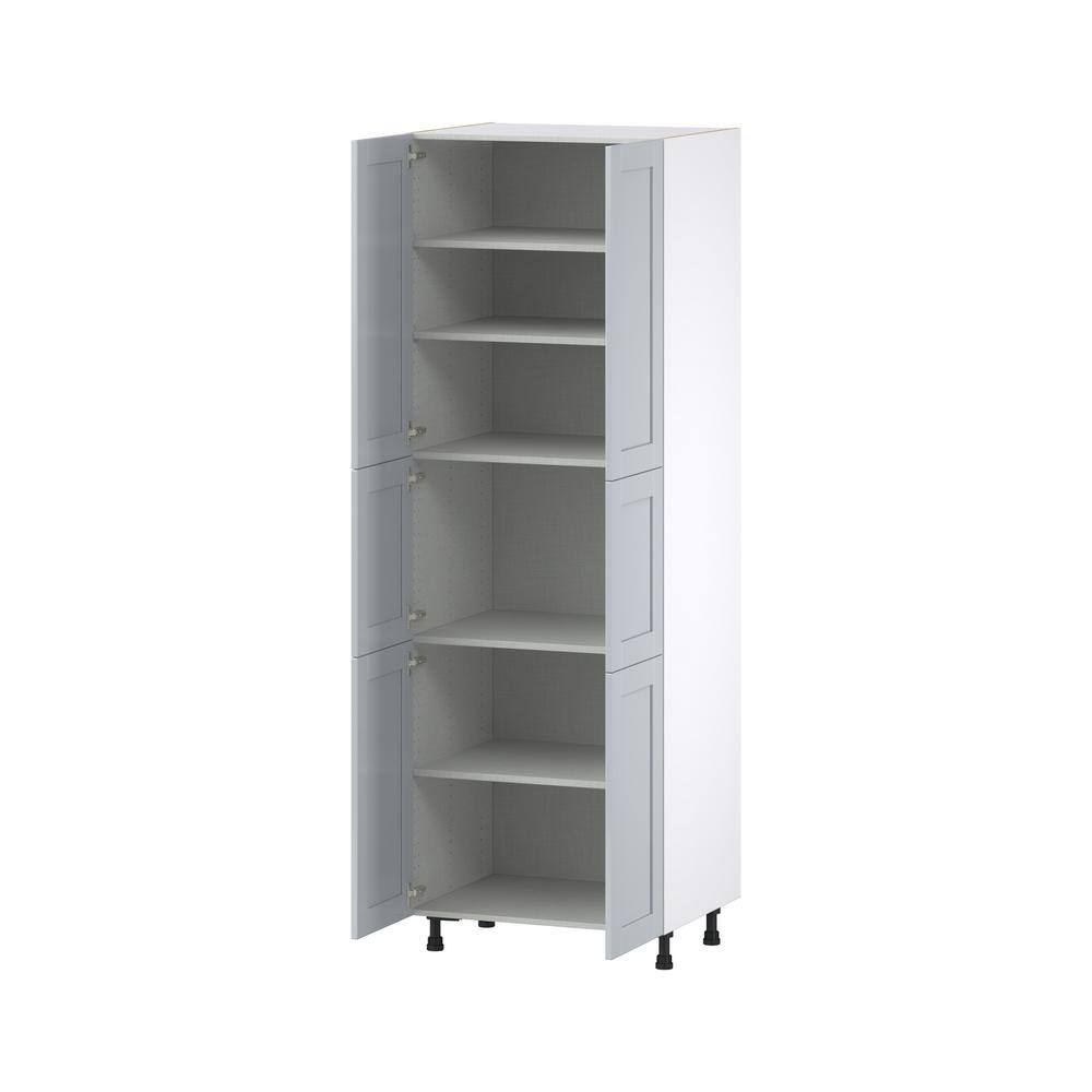 J COLLECTION Cumberland Light Gray Shaker Assembled Pantry Kitchen Cabinet (30 in. W x 89.5 in. H x 24 in. D) DST302489.5-CL