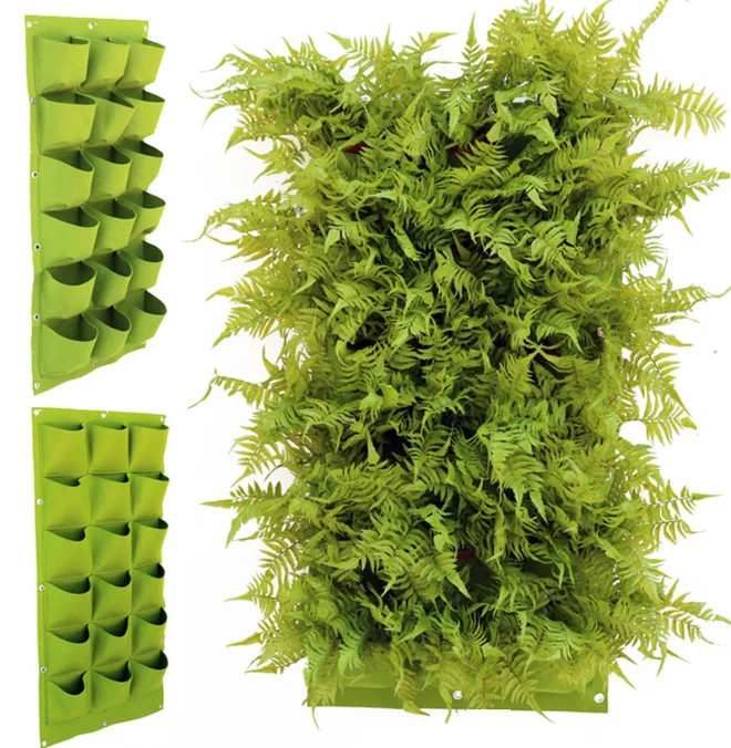 Different Size Pockets Hanging Non Woven Fabric Grow Bags Hanging Vertical Wall Mounted Plant Planting Grow Bags