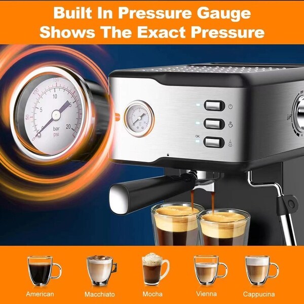 20 Bar Pump Espresso Machine with Pressure Gauge and Milk Frother