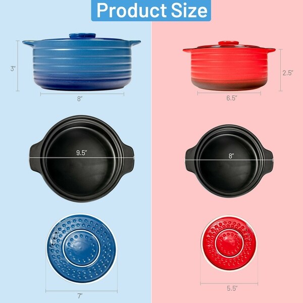 2 Pieces Ceramic Cookware Set with Lid and Insulated Handle - 6.5