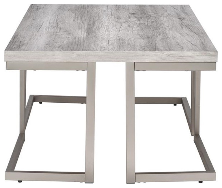 Bowery Hill Mid Century Driftwood with Metal Base Cocktail Table   Contemporary   Coffee Tables   by Homesquare  Houzz