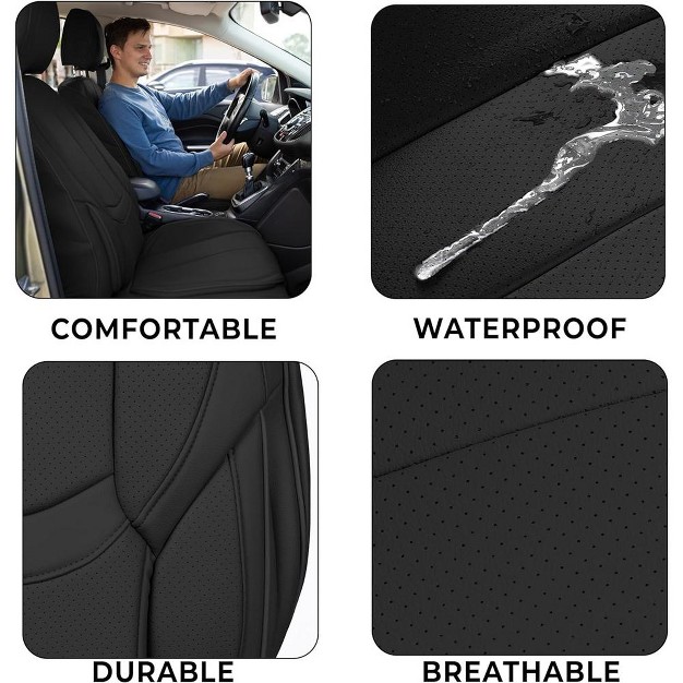 Zone Tech Car Leather Seat Covers For Front And Rear Seats Fully Covered Set Of 5 Universal Fit Waterproof Fine Seat Protectors