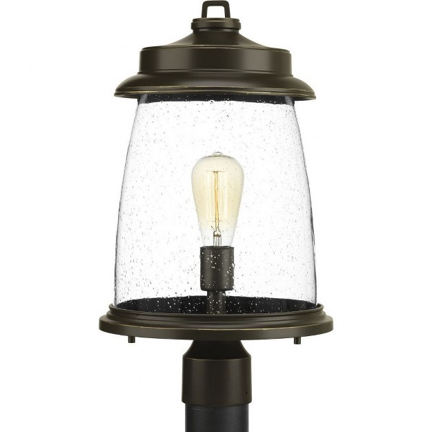 Progress Lighting Conover 1 light Post Lantern Antique Bronze Seeded Glass Shade