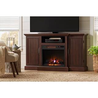 Home Decorators Collection Mattingly 60 in. Freestanding Media Console Electric Fireplace TV Stand in Midnight Cherry 112272