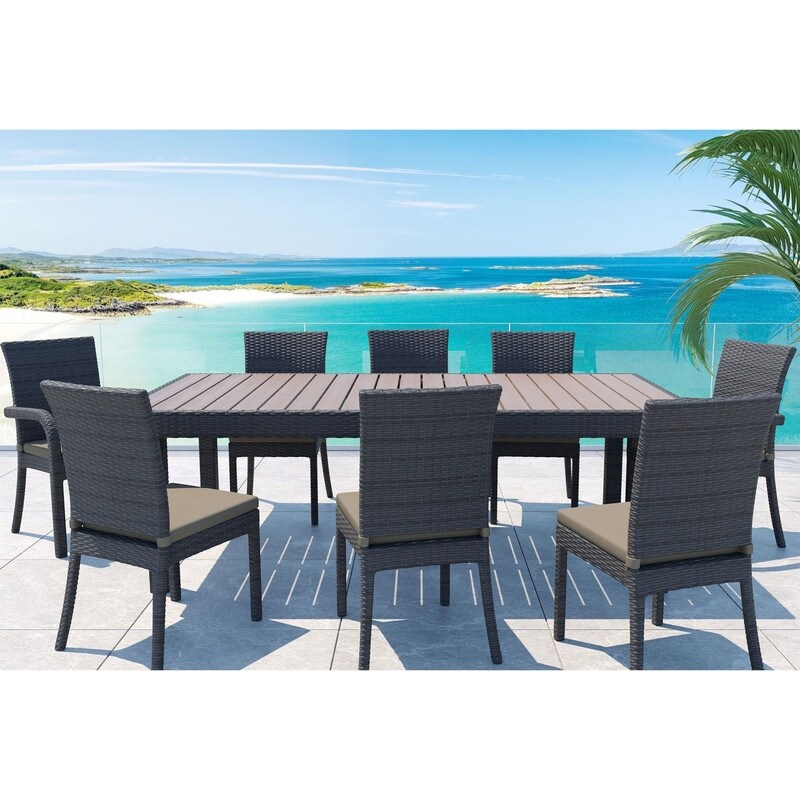 Mescota 9 Piece Outdoor Patio Dining Set  Dining Table   8 Chairs