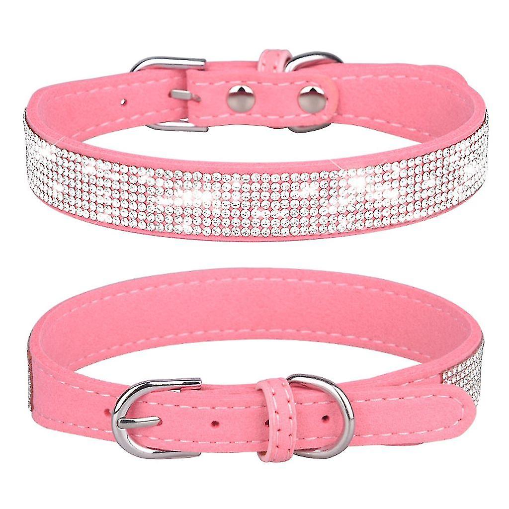 Cute Rhinestone Puppy Collar Glittering Dog Collar Soft Leather Cat Dog Collar