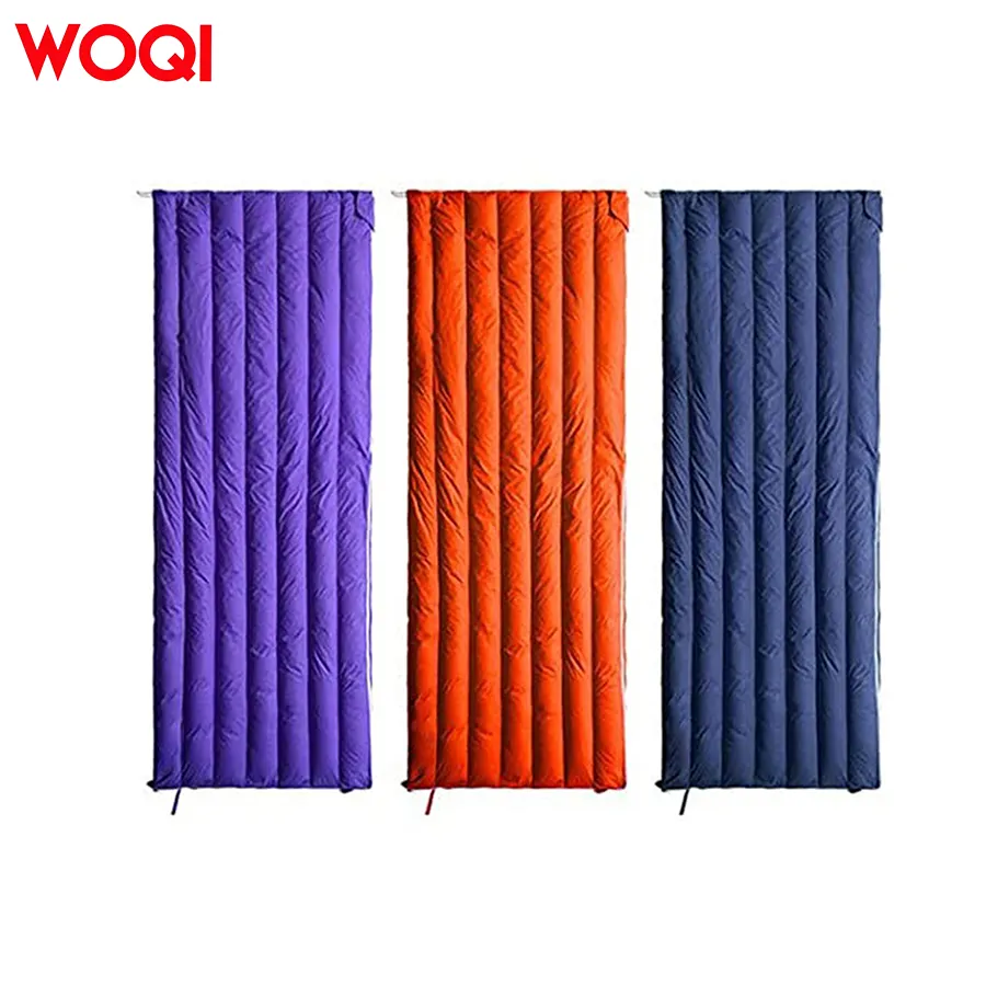 Woqi Warm Compact Ultralight Waterproof Nylon Envelop Duck Down Sleeping Bag For Camping Hiking