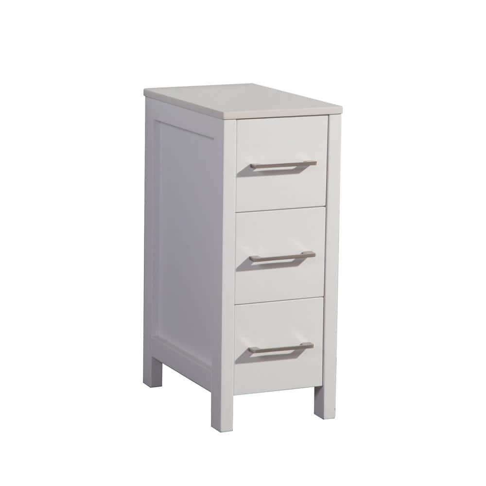 Vanity Art 12 in W x 185 in D x 30 in H Bath Vanity Side Cabinet in White with Engineered Marble Top