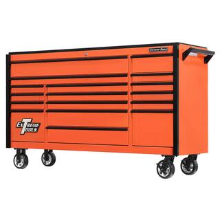 Extreme Tools DX 72 in. 17-Drawer Roller Cabinet Tool Chest in Orange with Black Drawer Pulls DX722117RCORBK