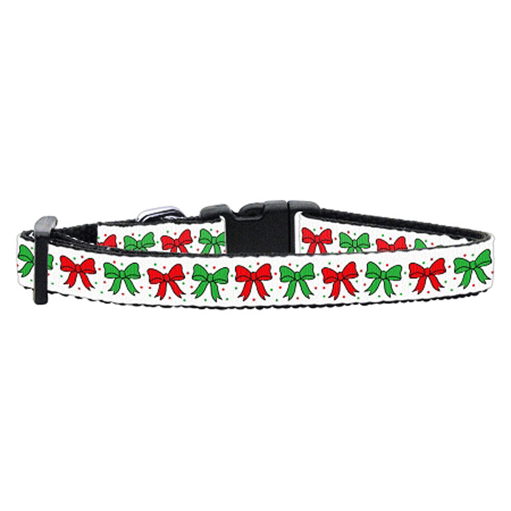 Christmas Bows Nylon Ribbon Collar Cat Safety