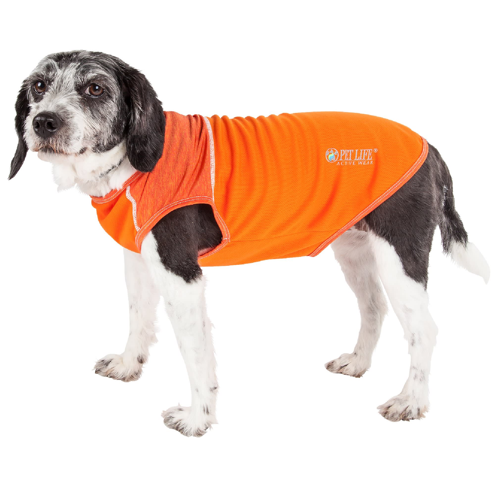 Pet Life Active Aero-Pawlse Heathered Orange Quick-Dry Dog Tank Top T-Shirt， X-Small