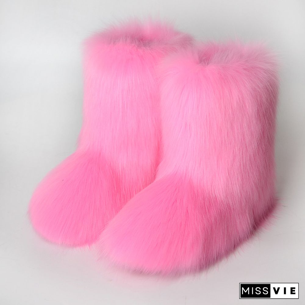 Fashion Casual Fur Boots Plus Velvet Ski Boots