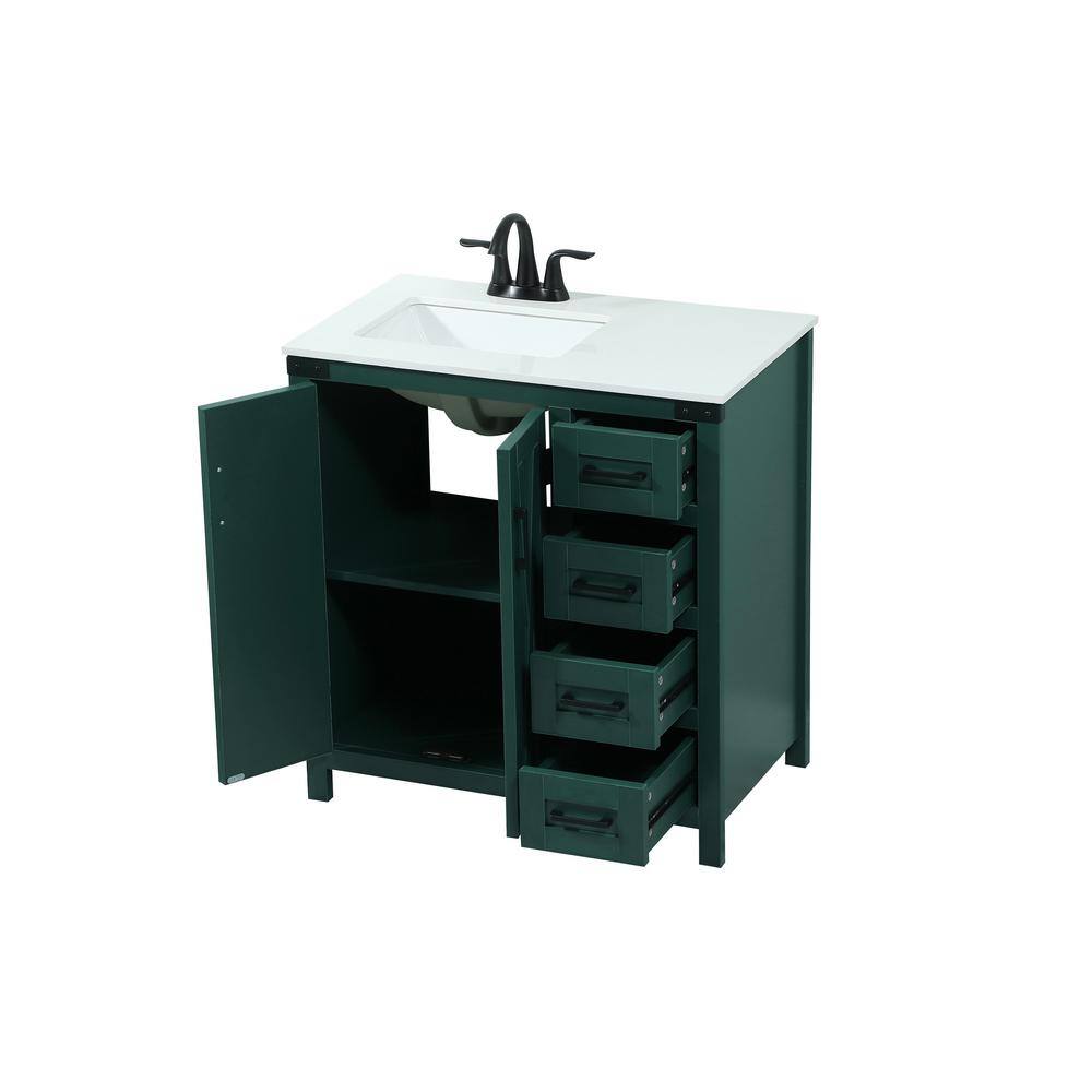 Timeless Home 19 in. W x 32 in. D x 34 in. H Bath Vanity in Green with Ivory White Quartz Top TH180464MGN