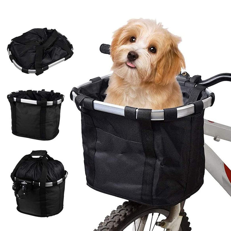 POP DUCK Quick Release and Easy Install Detachable Folding Handlebar Basket Cycling Bag Carrier Pet Dog Bike Bicycle Basket