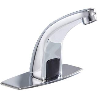 BWE Automatic Sensor Touchless Bathroom Sink Faucet With Deck Plate In Polished Chrome A-918102-C