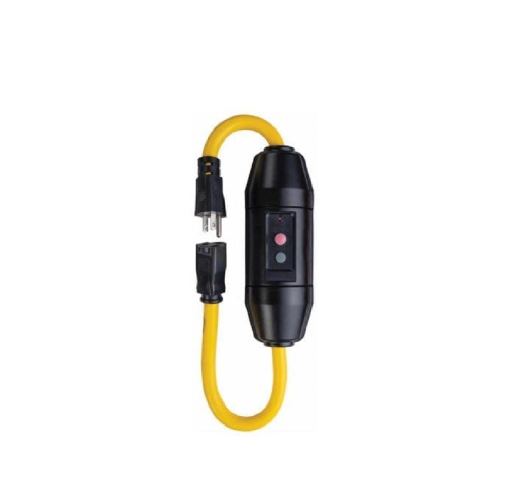 2 Ft. Heavy Duty 20 Amp Rated In-Line GFCI， Single Outlet ;