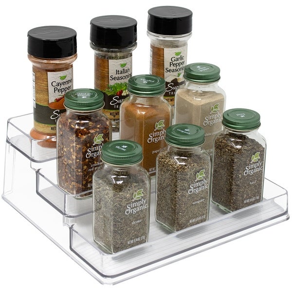 3-Tier Plastic Spice Rack - Countertop Shelf Organizer for Kitchen Pantry (2-Pk)