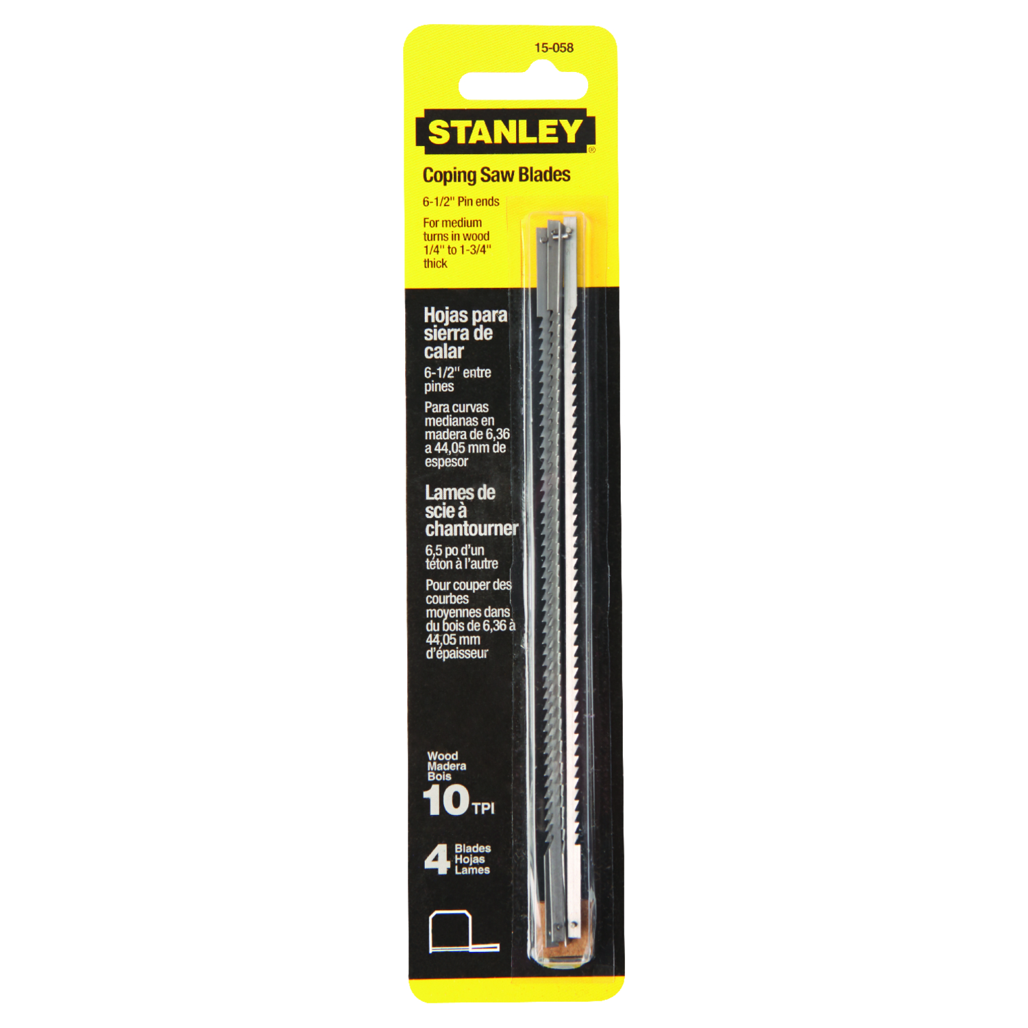 Stanley 6-1/2 in. Steel Coping Saw Blade 10 TPI 4 pk