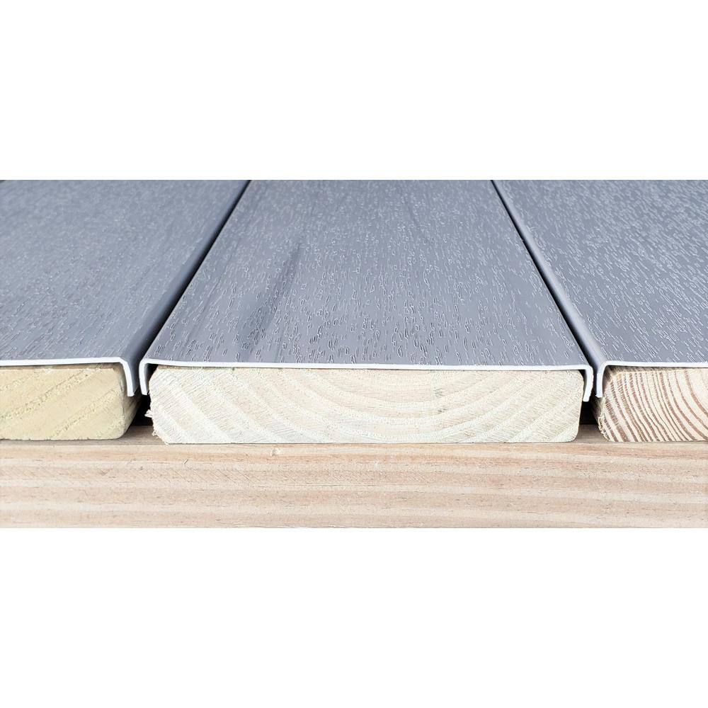 Deck-Top 8 ft. x 12 in. x 5-12 in. Coastal Grey PVC Decking Board Covers for Composite and Wood Patio Decks (10-Pack) DT8CGP832-10