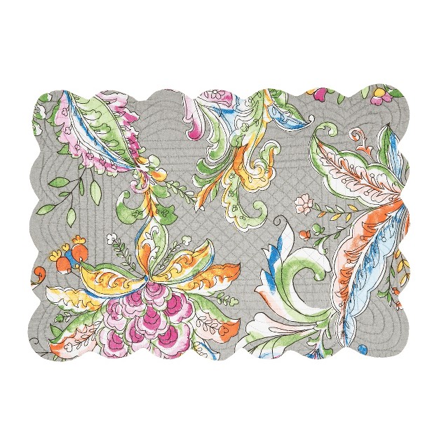 C amp f Home Frey Quilted Reversible Colorful Paisley Placemat Set Of 6