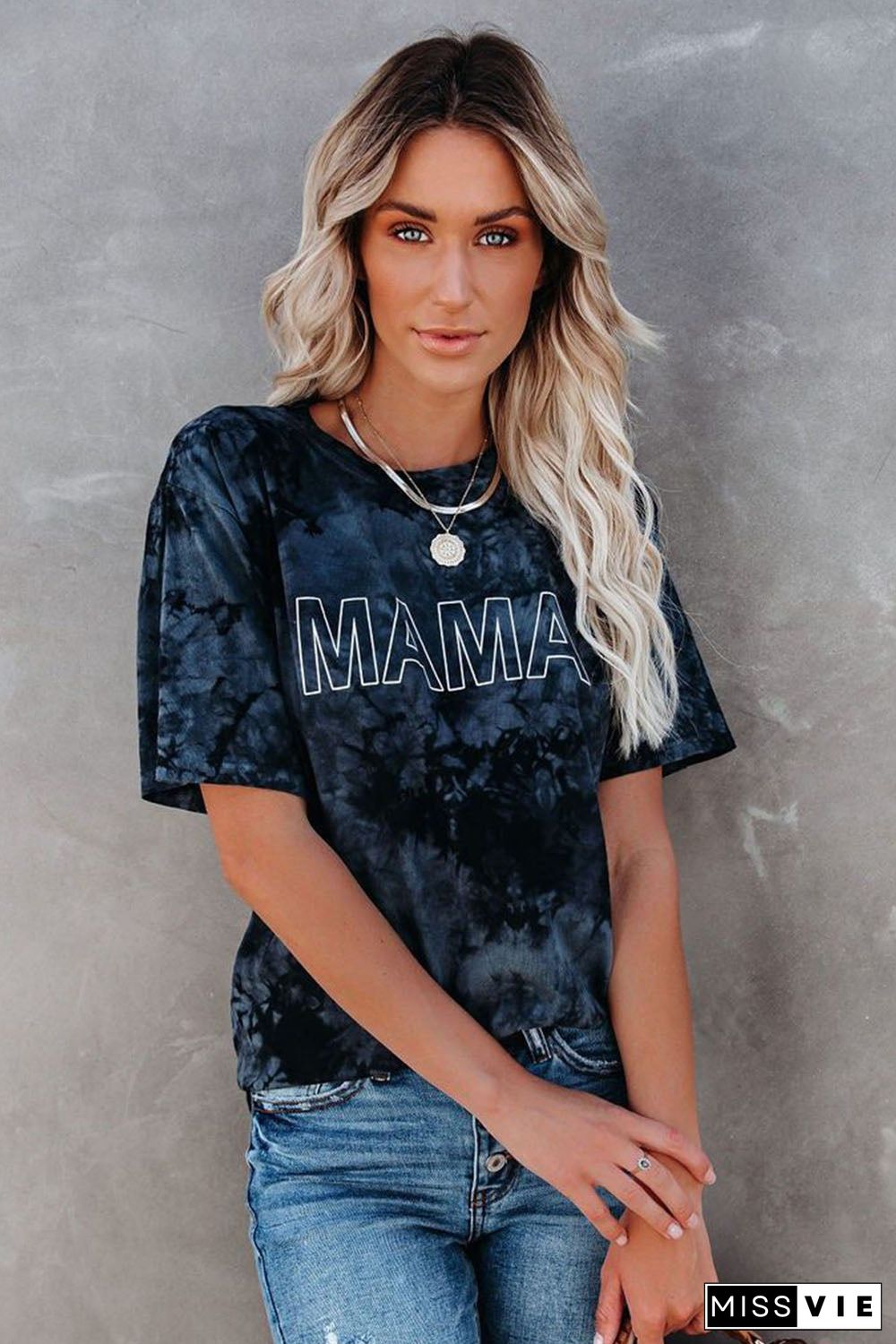 Vintage Tie Dye MAMA Printed Tee