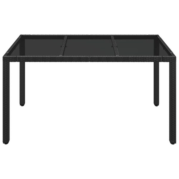 vidaXL Patio Table with Glass Top Black/Gray multisize Poly Rattan