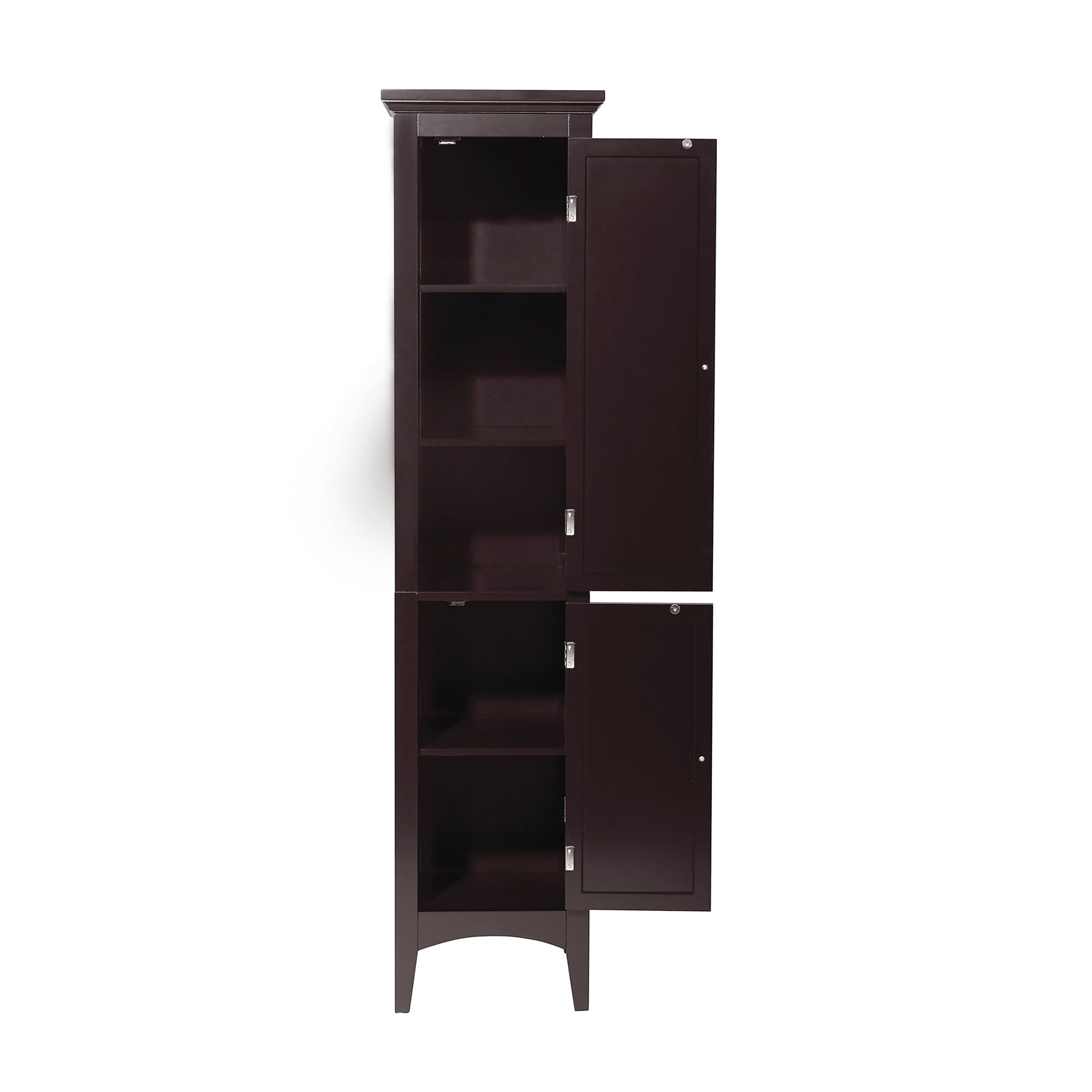 Teamson Home Glancy Wooden Tall Tower Cabinet with Storage with 5 Tier Shelves, Dark Brown