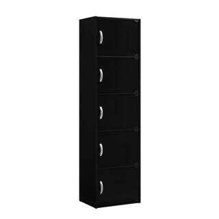 HODEDAH 59 in. Black Wood 5-shelf Standard Bookcase with Doors HID5 BLACK