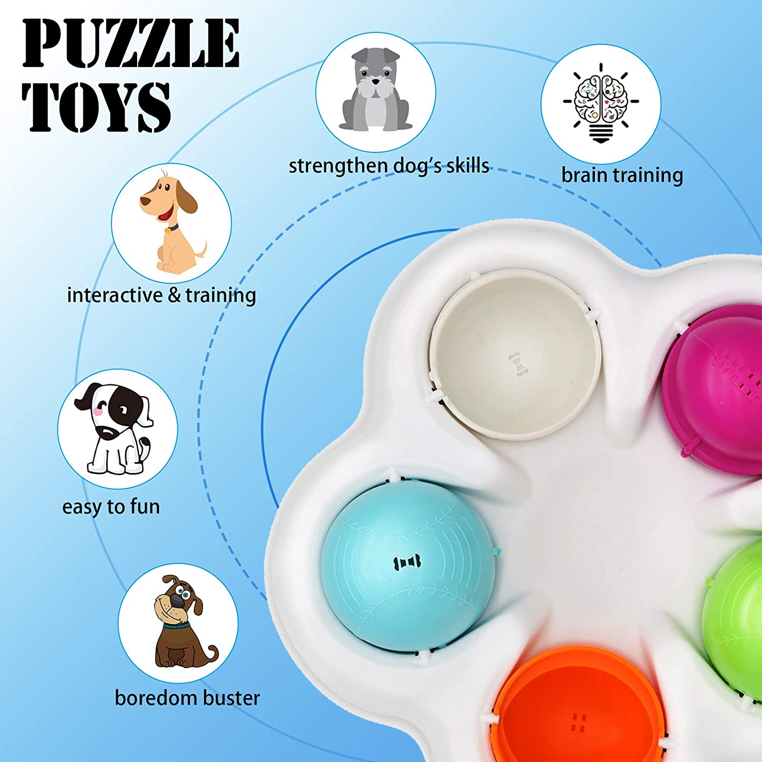 TEOZZO Dog Toy Cat Smart IQ Toy Puppy Treat Dispenser Interactive Pet Toys - Specially Designed for Training Treats