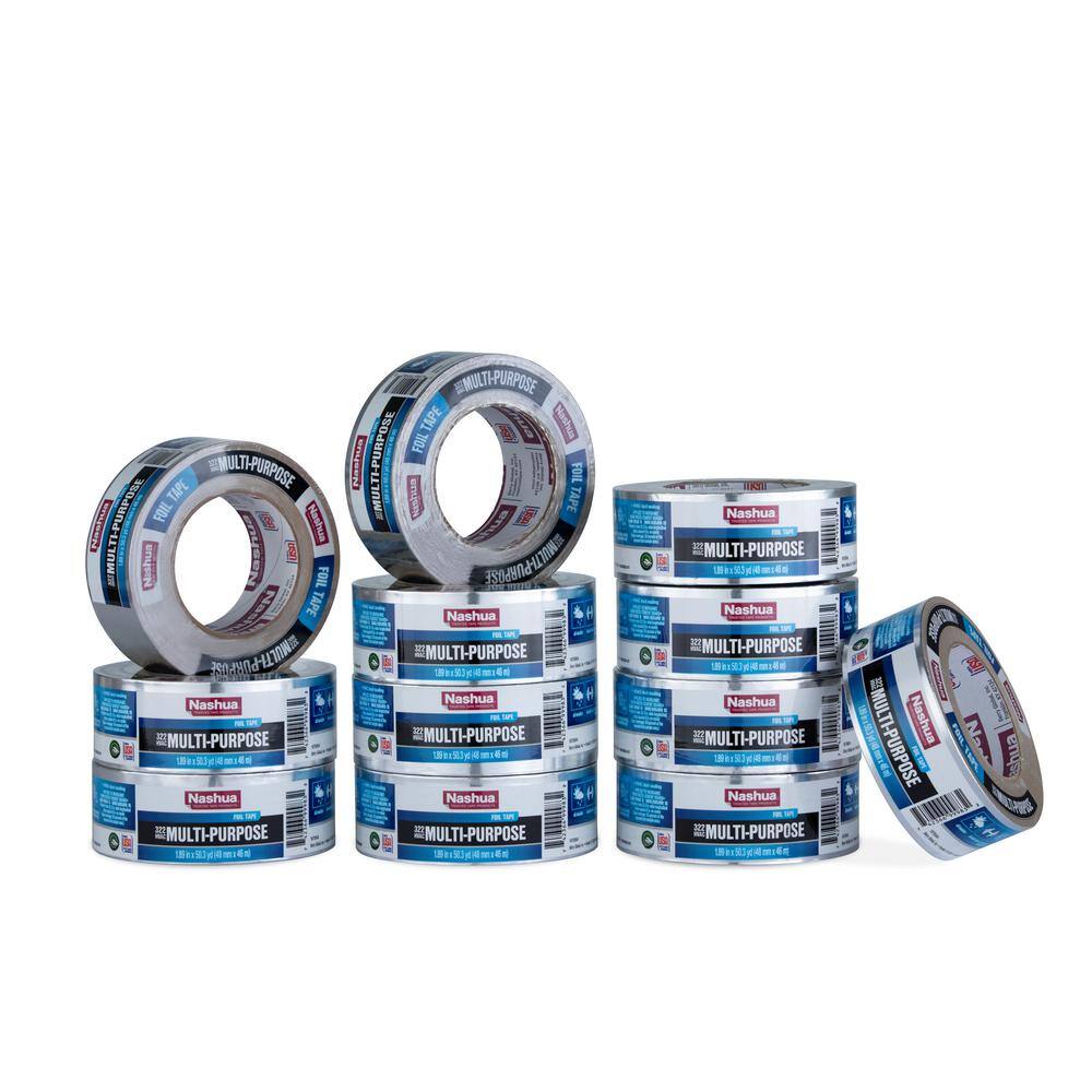 Nashua Tape 1.89 in. x 50 yd. 322 Multi-Purpose HVAC Foil Tape Pro Pack (12-Pack) 1408983