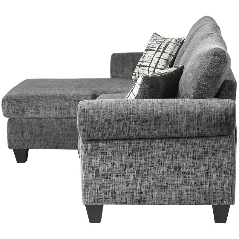 Lexicon Desboro Reversible Chenille Fabric Sectional with Chaise in Gray