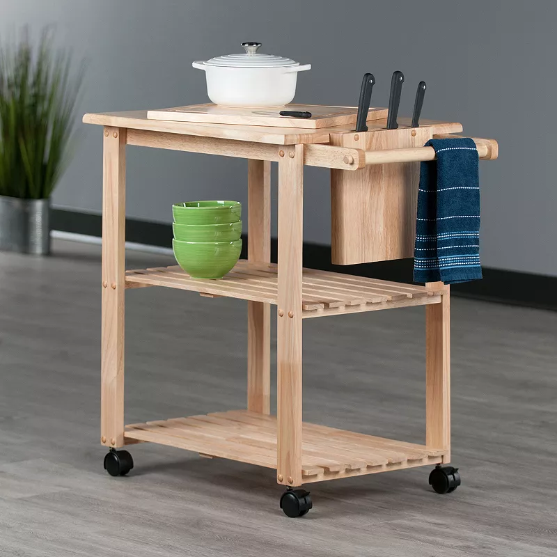 Winsome Knife Block and Cutting Board Kitchen Cart