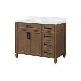 Home Decorators Collection Caville 42 in. W x 22 in. D x 34.50 in. H Bath Vanity in Almond Latte with White Marble Top Caville 42AL