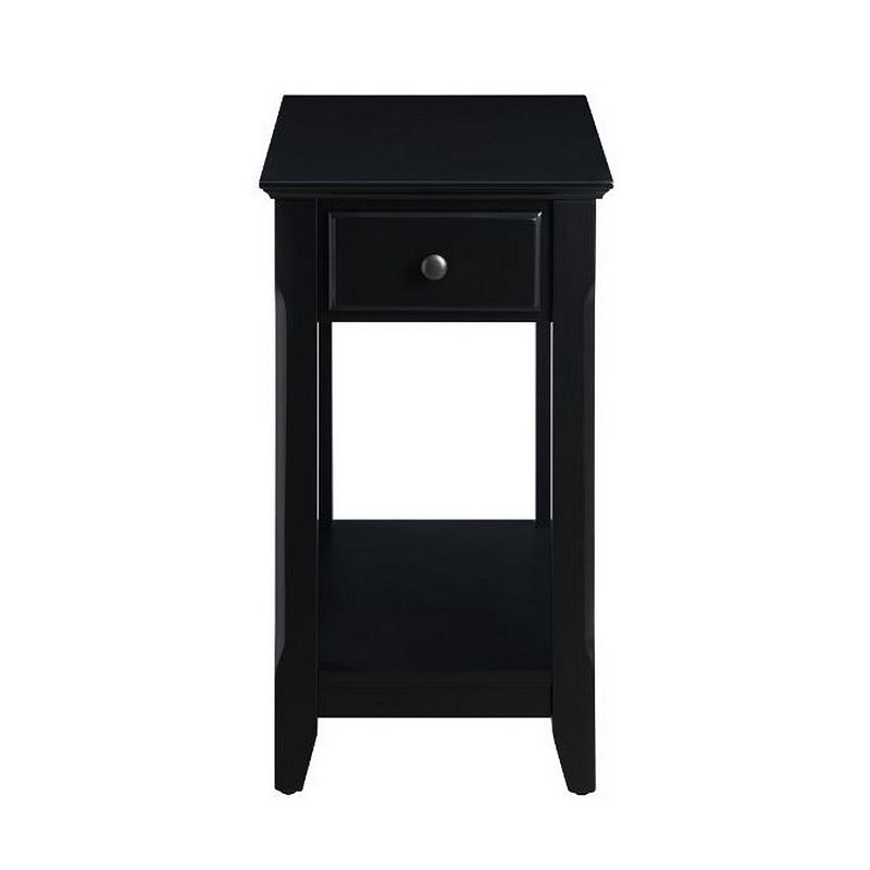 Accent Table with 1 Drawer and Bottom Shelf， Black