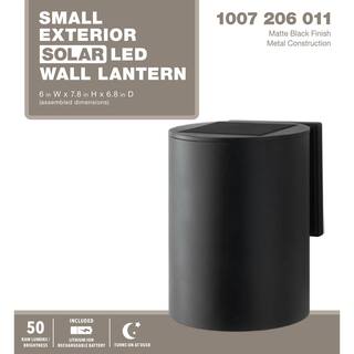 PRIVATE BRAND UNBRANDED 1-Light Modern Black LED Solar Outdoor Wall Cylinder Light with Dark Sky W2254-11