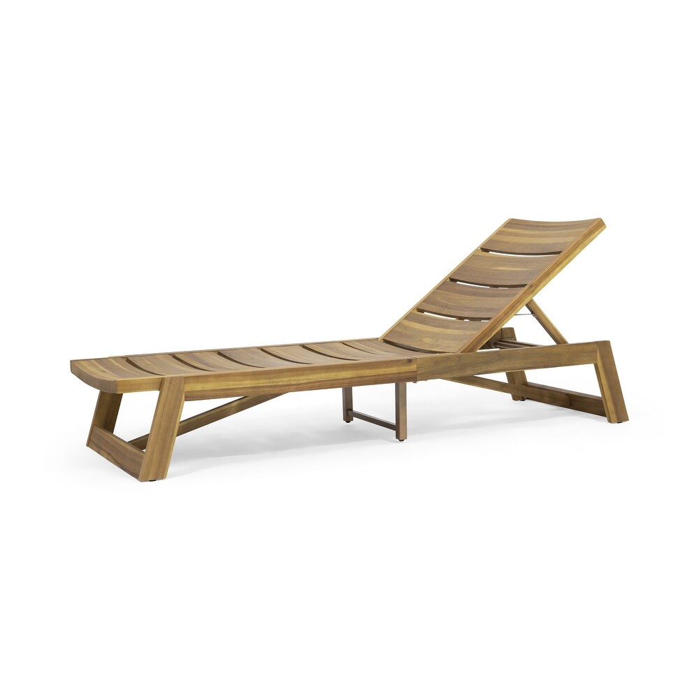 Maki Outdoor Acacia Wood Chaise Lounge (Set of 4) by Christopher Knight Home