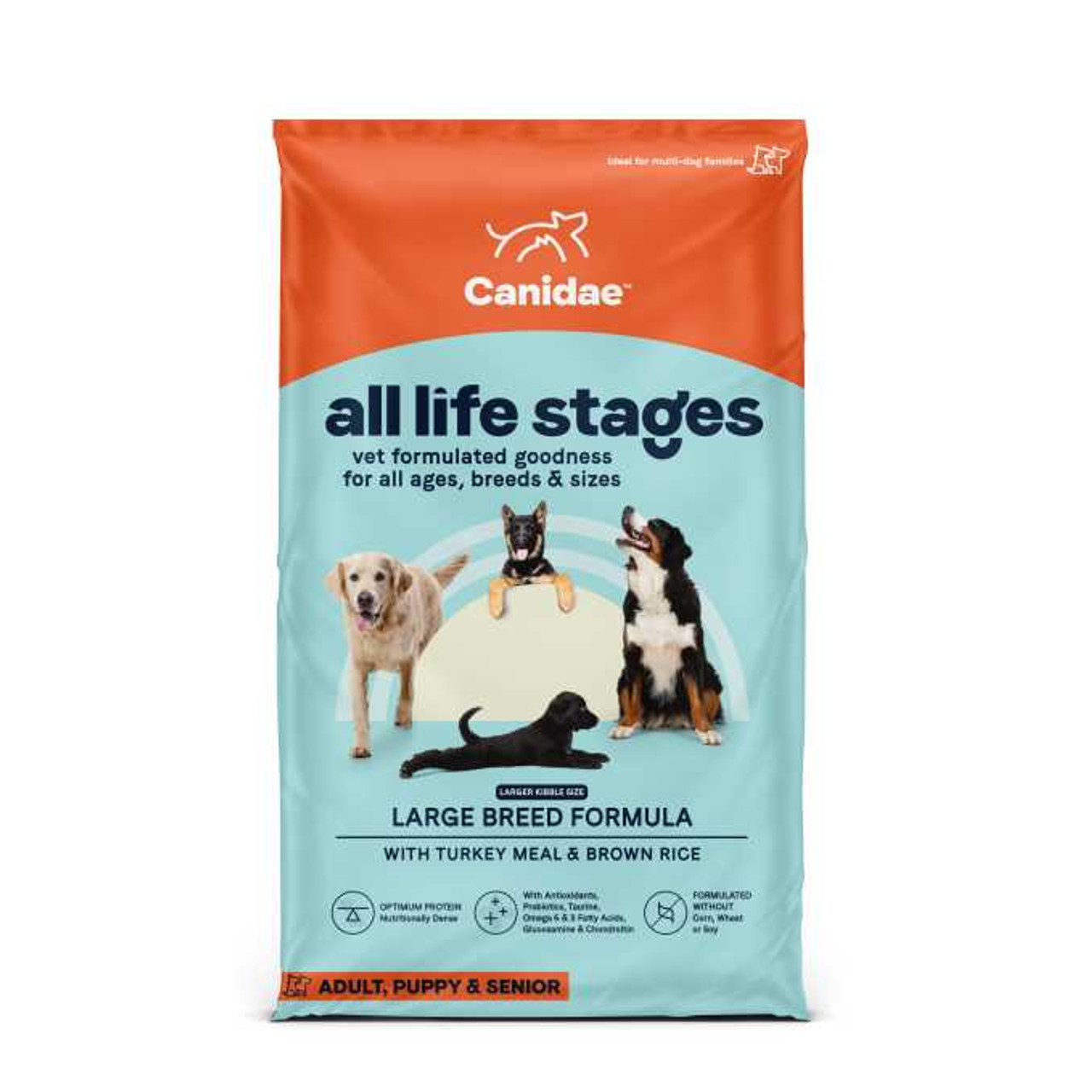 Canidae All Life Stages Turkey and Brown Rice Large Breeds Dry Dog Food， 44 Lb. Bag