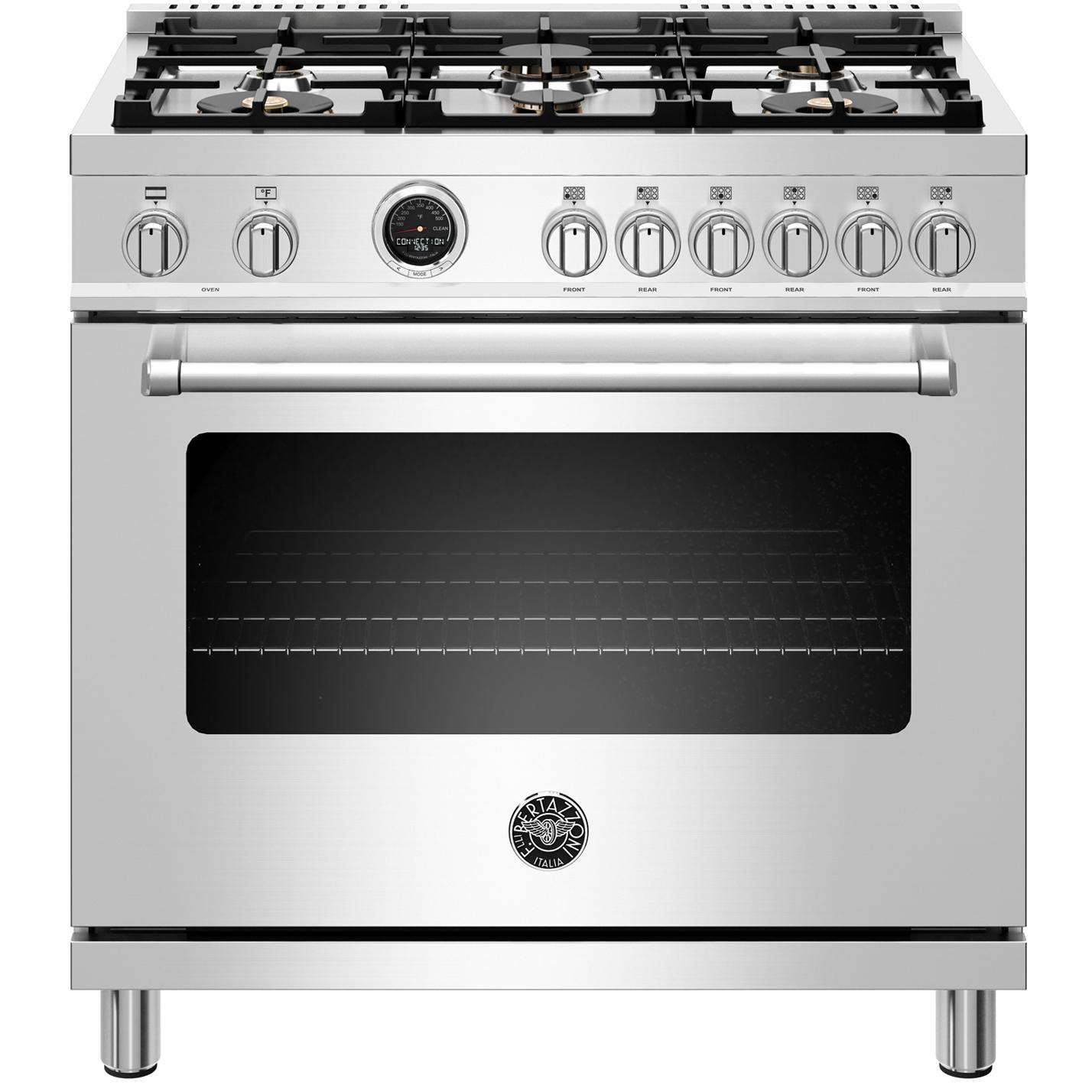 Bertazzoni 36-inch Freestanding Dual-Fuel Range with Self-Clean Oven MAST366DFSXT