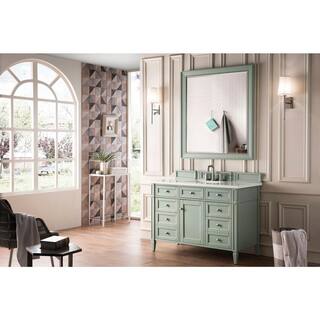 James Martin Vanities Brittany 48.0 in. W x 23.5 in. D x 34 in. H Bathroom Vanity in Sage Green with White Zeus Quartz Top 650-V48-SGR-3WZ