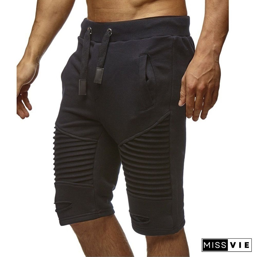 Wrinkled Casual Slim Fit Tethered Track Shorts