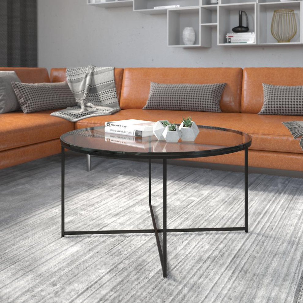 Greenwich Collection Coffee Table   Modern Clear Glass Accent Table with...   Transitional   Coffee Tables   by ShopFreely  Houzz