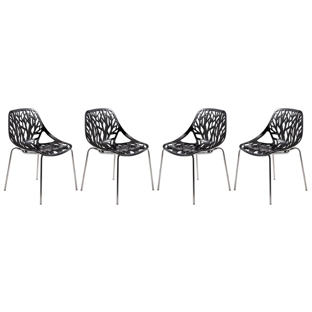 LeisureMod Asbury Stackable Plastic Dining Side Chair Set of 4 by LeisureMod