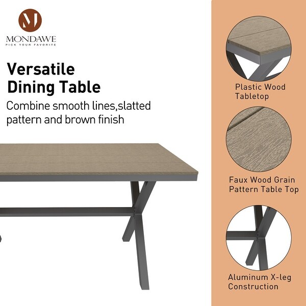 Rectangular Outdoor Dining Table with Imitation Wood Grain