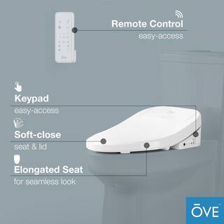 OVE Decors Calero Electric Bidet Seat for Elongated Shape Toilet in White CALERO