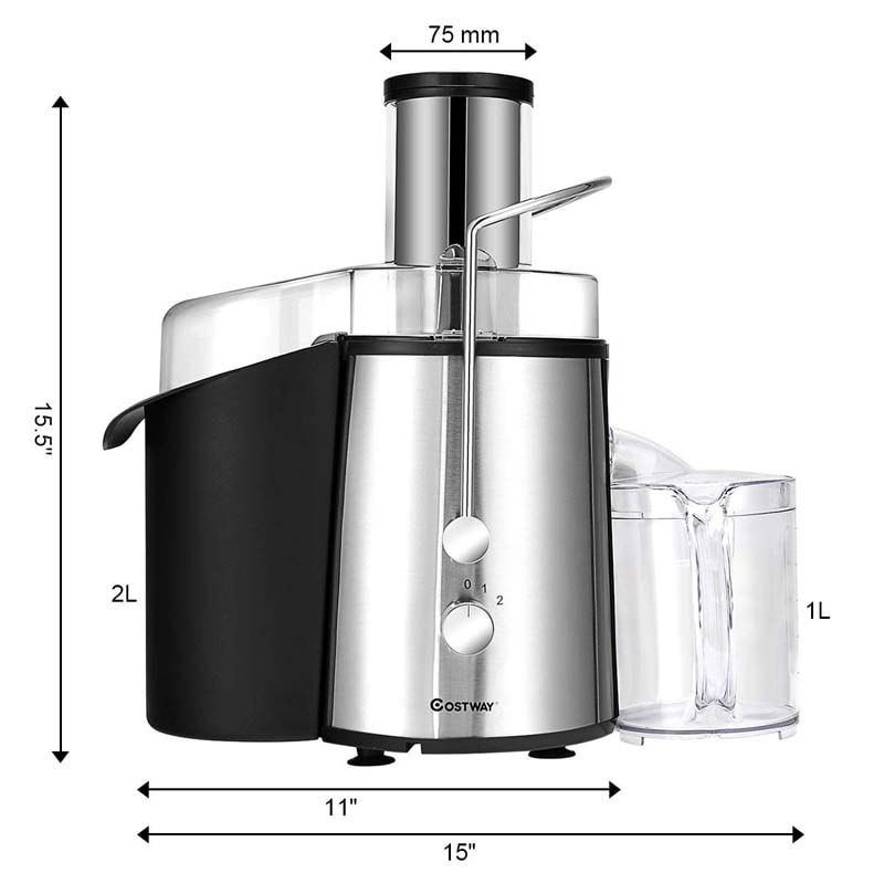 Centrifugal Juicer, 700W Masticating Juicer Extractor, Stainless Steel Juicer Machines with 75mm Wide Mouth, 2 Speed Modes