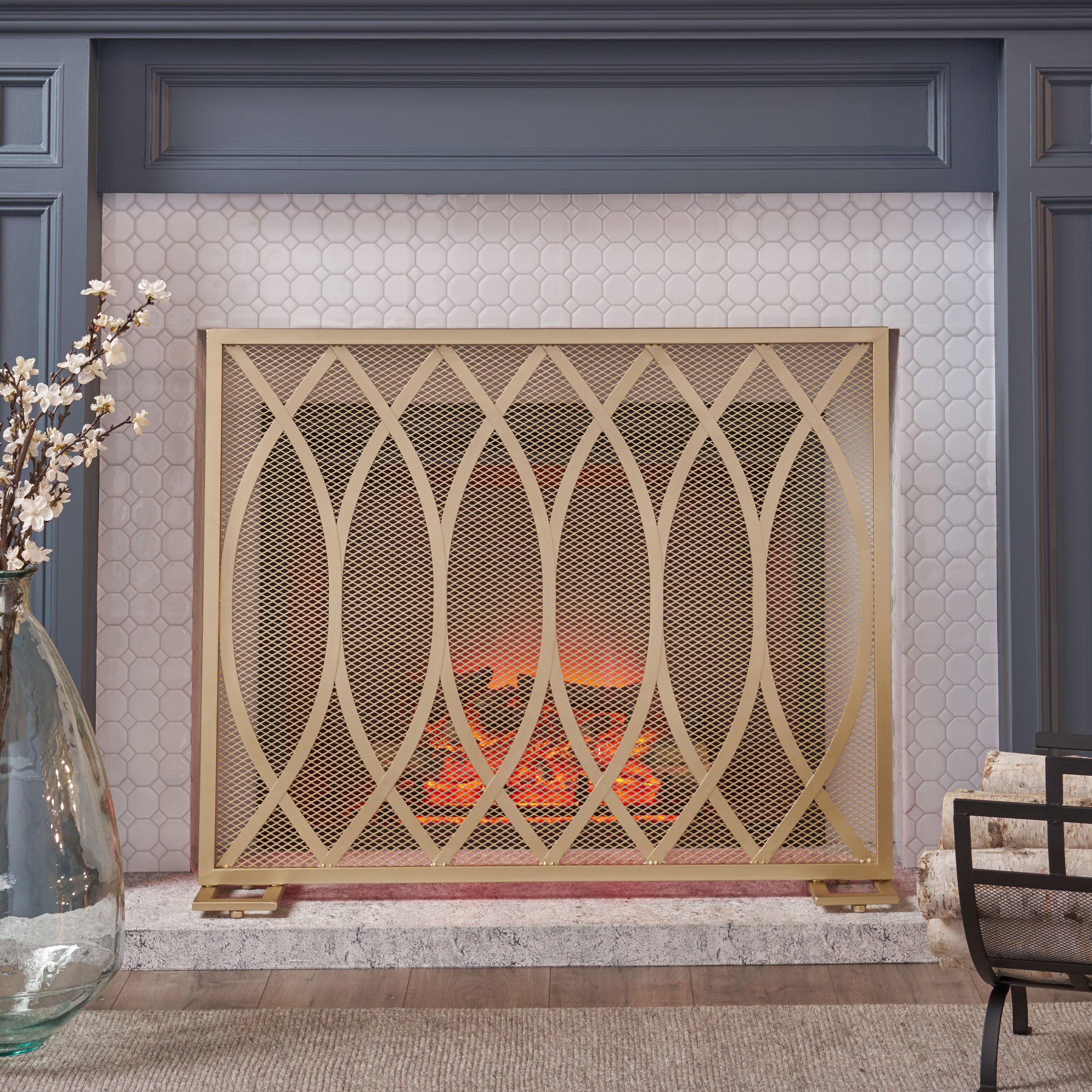 Junior Modern Single PanelIron Firescreen