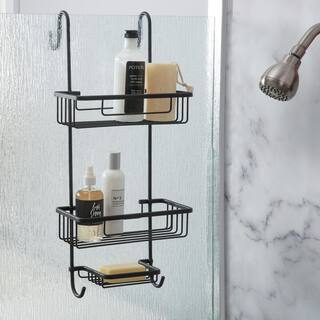 m MODA at home enterprises ltd. Aluma 24.5 in. x 11 in. Over-the-Door Shower Caddy in Black 305913-BLK