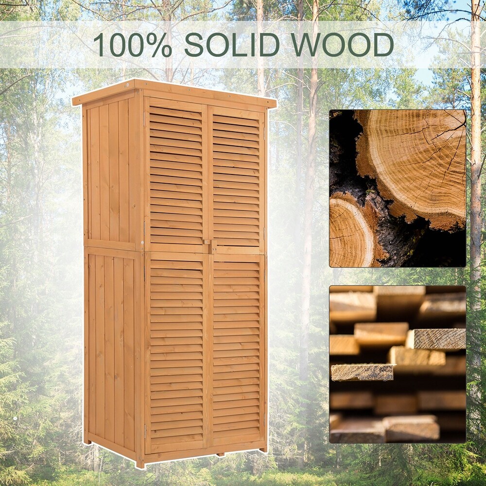 Outsunny 3' x 5' Wooden Garden Storage Shed with Asphalt Roof   2 Large Wood Doors with Lock  Natural